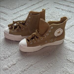 Converse High-Tops in Brown with White Accents